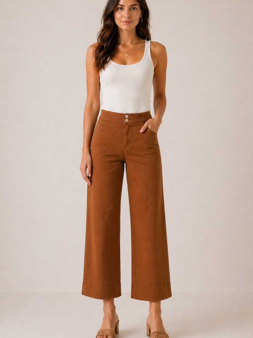 Anthropologie wide-leg cropped utility/trouser pants size 25